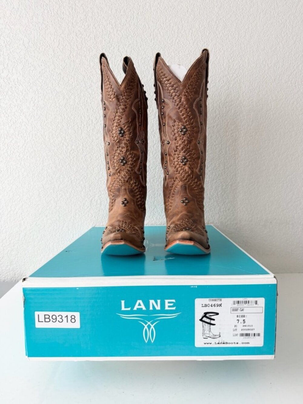 Lane COSSETTE Cowboy Boots Cognac Brown Western Cowgirl Tall Snip Toe Size 7.5 - Picture 12 of 13